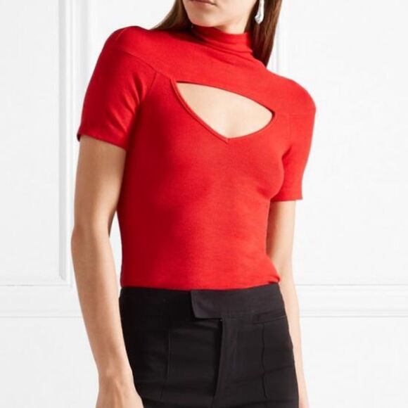 Beaufille women’s Zinner cutout ribbed stretch top in red size xs - Picture 8 of 11